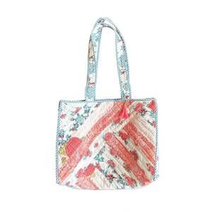 NEW SAL ROSA women's quilted zipper tote bag in pink abstract